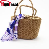 Round Straw Bags Medium Oval Basket Bag Women Hand Woven Beach bag Natural Barrel small Tote Women Holiday Circle Handbag