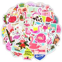 【LZ】☫❀  Flamingo Adesivos para DIY Gift Tag Festa Havaí Mala Caderno Infantil Decorações De Festa De Aniversário Decoração Do Casamento Suprimentos 50Pcs