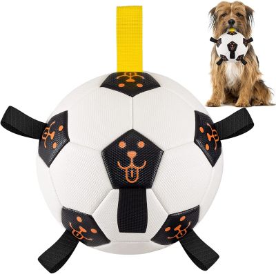 ลูกฟุตบอลสุนัข ATUBAN ของเล่นลูกบอลสุนัขมีแท็บจับของเล่นสุนัขในร่มแบบโต้ตอบกลางแจ้งของเล่นน้ำสำหรับสัตว์เลี้ยงสำหรับหมาพันธุ์ออสเตรเลียเชพเพิร์ด Yy. ร้านค้า
