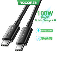 Rocoren 100W USB C ถึง USB สายเคเบิล Type C ชาร์จเร็วสายชาร์จ USB-C 5A พิมพ์สายเคเบิลสำหรับ Macbook Samsung POCO Xiaomi