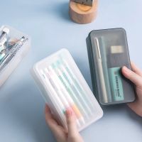 ☸ pp plastic stationery box simple transparent frosted student office storage box pencil case