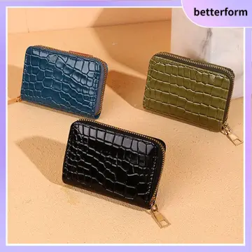 Crocodile Pattern Solid Color Multi-card Slot Purse Credit Card