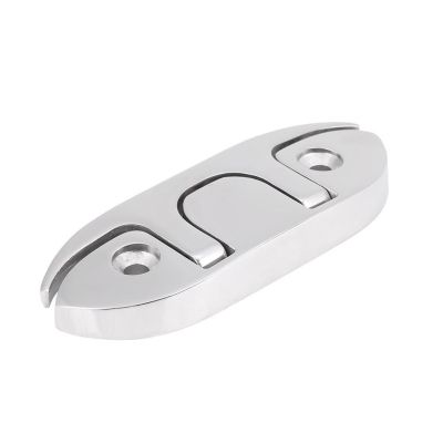 Low Flat Cleat 4-1/2 inch Deck Hollow Open Base Stainless Steel Cleat Flush Mooring Cleat for Marine Boat Deck Rope Tie
