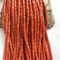 Rare 4*6MM Round Tube Orange Red Coral Gemstone Healing Power Natural Stone Bead For Jewelry Necklace Bracelet Making DIY Cables