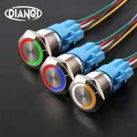 16mm 19mm 22mm Double Colors LED Metal Push Button Switch Waterproof Lamp Doorbell Car Momentary Latching 12V 24V Without Socket