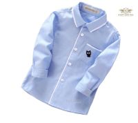 Blue Boy Shirt เสื้อเชิ้ต สีฟ้า แขนยาว ใส่เดี่ยวหรือใส่กับสูทได้ ขนาด 110, 140 (ประมาณ 2 ถึง 8 ปี)