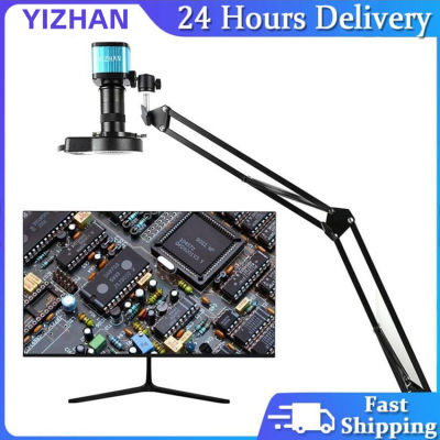 YIZHAN 4K 48MP กล้องจุลทรรศน์ดิจิตอลอิเล็กทรอนิกส์,กล้อง HDMI USB Cantilever ขาตั้ง C-Mount เลนส์ซูม1-130X สำหรับการรวบรวมภาพ