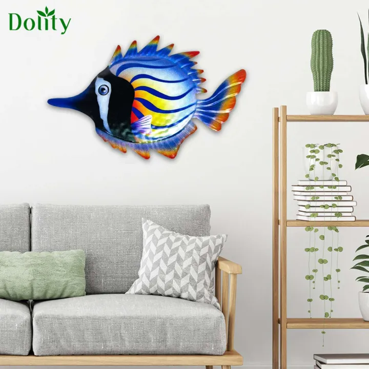 Dolity Hand Painted fish Wall Decor Tropical Fish Sculpture for
