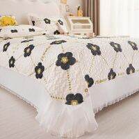 Caldwelllj Princess Style Chiffon Lace Double Bedspread Queen Sandwich Cotton Quilted Bed Cover Home Spread Not Included Pillowcase