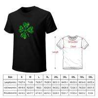 Four-Leaf Clover เสื้อยืด Shamrock สีเขียวเสื้อยืดเปล่าสำหรับผู้ชาย Cotton