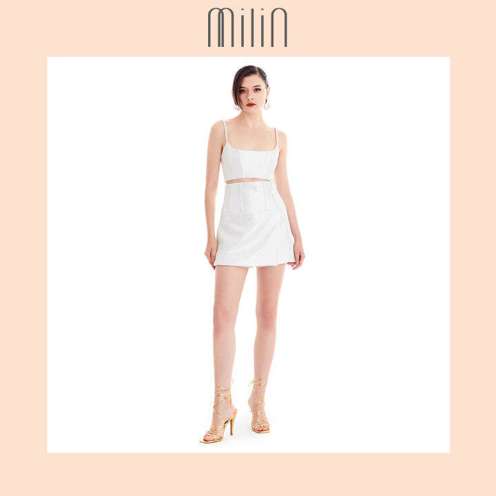 milin-spagetthi-strap-sequin-corset-style-crop-top-เสื้อครอปสายเดี่ยวรัดรูปสไตล์-คอเซ็ต-calima-top