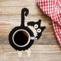 ถักแมวรูปร่างถ้วย Coaster สัตว์น่ารักแก้วกาแฟตาราง Placemat ฉนวนกันความร้อน Cat Butt รับประทานอาหารห้องครัวตกแต่ง - Faewer