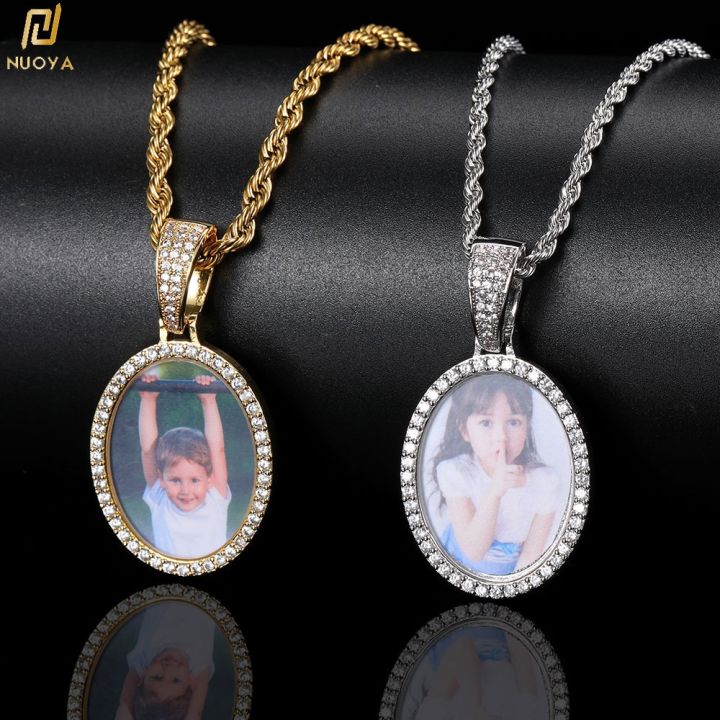 customized-oval-photo-necklace-charm-iced-out-cz-picture-wedding-bridal-memory-frame-pendant