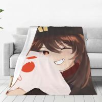 Hutao Cute Waifu Blankets Flannel Cute Genshin Game Otaku Lightweight Thin Throw Blanket for Bedding Couch Bedspread