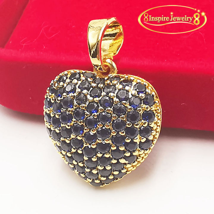 inspire-jewelry-จี้ไพลิน-รูปหัวใจ-ตัวเรือนหุ้มทองแท้-24k-พร้อมถุงกำมะหยี่