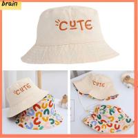 BRAIN กิจกรรมกลางแจ้งกลางแจ้ง แบบพกพาได้ ป้องกันรังสียูวี สองด้าน ฤดูร้อนกลางแจ้ง หมวกชายหาดหมวก หมวกกันแดดหมวก หมวกบักเก็ตเด็ก หมวกชาวประมงหมวก