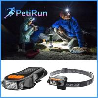 PETIRUN ไฟหลอดไฟหน้าตั้งแคมป์กลางแจ้งน้ำหนักเบาสำหรับวิ่งขี่จักรยานไฟ LED ติดศีรษะไฟหน้าแบบใส่ถ่าน