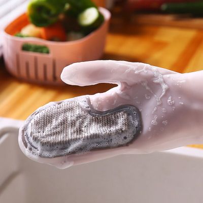 Household magic brush  dish washing gloves  silicone soft brush  kitchen cleaning  decontamination  durability  pot brushing  ru Safety Gloves