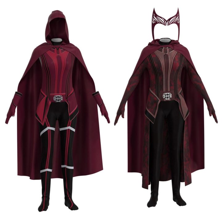 Wanda Maximoff Cosplay Multiverse Of Madness Scarlet Witch Costume Jumpsuit  Crown Headpiece Cloak Cape Full Set Endgame Suit 