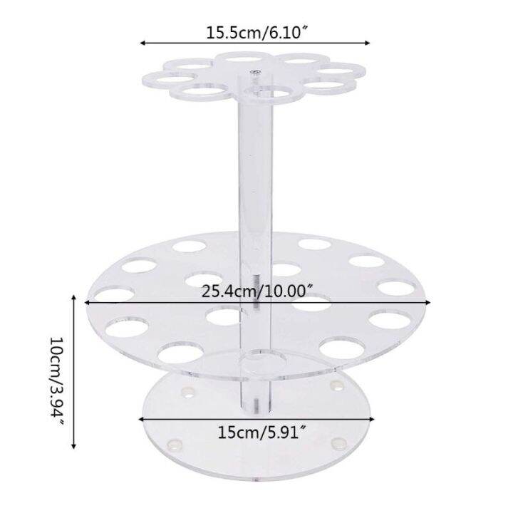 ที่วางกรวยไอศครีมอะคริลิก24-16-8หลุมตัวแขวนแบบม้วนขาตั้งไอศกรีมดิสเพลย์ใสทรงกลมชั้นเดียวสองชั้น