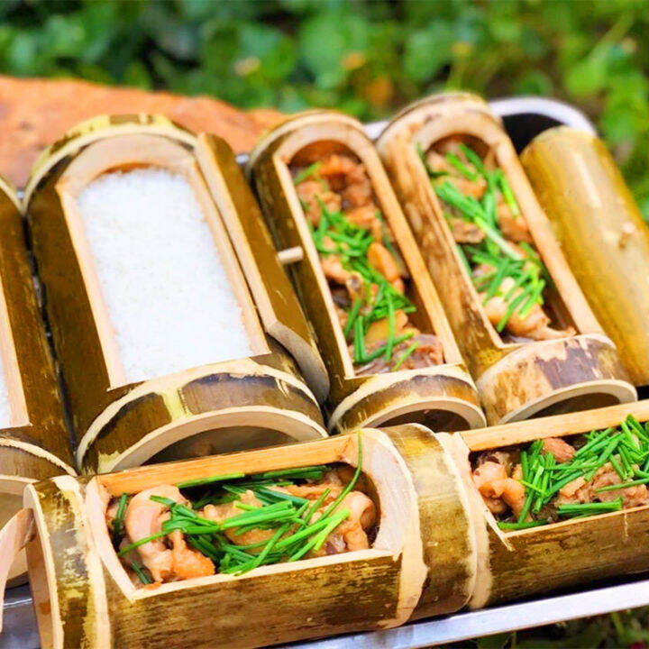 Natural bamboo rice steamer with lid Bamboo rice steamer horizontal