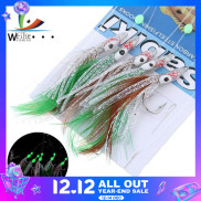 Weihe 5Pcs 5 in 1 Luminous Fishing Baits Soft Lure Sharp HookTackle with