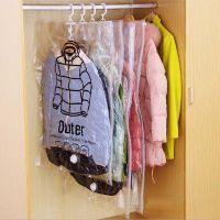 1pc Closet Hanging Organizer Vacuum Bag for Clothes Storage Bag with Hanger Space Saving Clear Seal Bags Wardrobe Compressed Bag