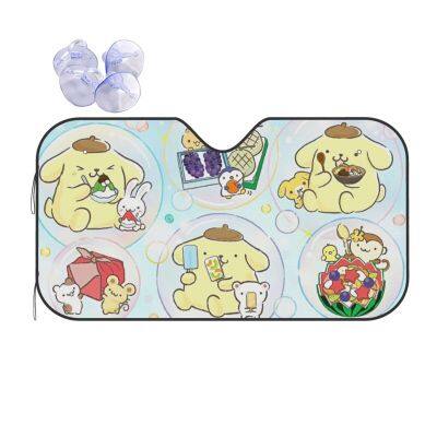 Sanrio Pompurin ที่บังแดดแผ่นกรองแสงติดรถยนต์รถพับได้บังแดดที่บังแดดหน้ารถสะท้อนแสงกระบังแสง