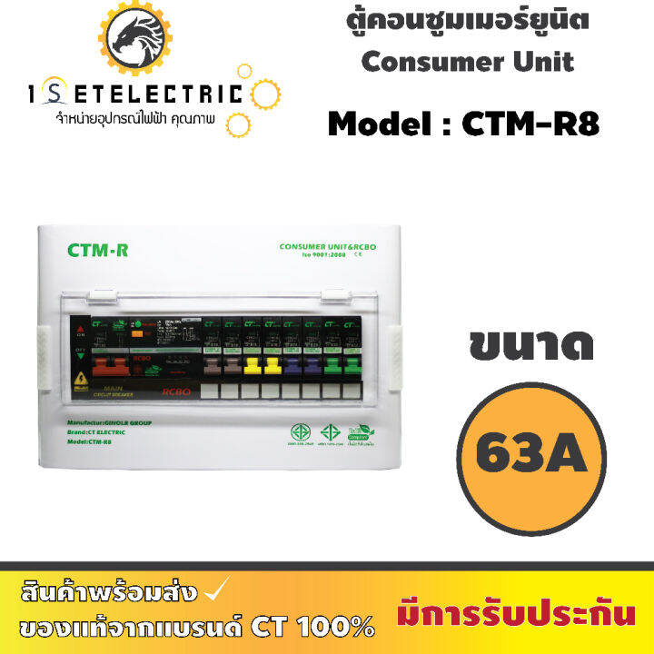 ตู้ไฟ-ตู้คอนซูมเมอร์ยูนิต-ct-electric-รุ่น-ctm-r8-เมนกันดูด-rcbo-ครบชุดพร้อมลูกย่อย-8-ลูก