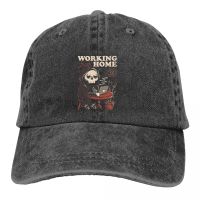 Working From Home Creepy Skull Baseball Caps Peaked Cap Baphomet Satan Lucifer Sun Shade Hats for Men