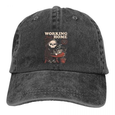 Working From Home Creepy Skull Baseball Caps Peaked Cap Baphomet Satan Lucifer Sun Shade Hats for Men