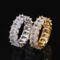 Ekopdee Luxury Big Square Zircon Gold Plated Finger Rings For Women Fashion Engagement Ring Statement Wedding Bride Jewelry New