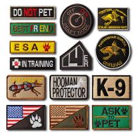 ㍿⊙ K-9 Army Dog Rescue Service Tactical Fisherman patch Badge Embroidered Tactical Hook Loop Patches Sticker Shoulder Emblem