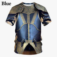 2023 Mens Casual Funny Round Neck Short-sleeved T-shirt New Medieval Armor 3D Printed Pattern T-shirt S-5XL