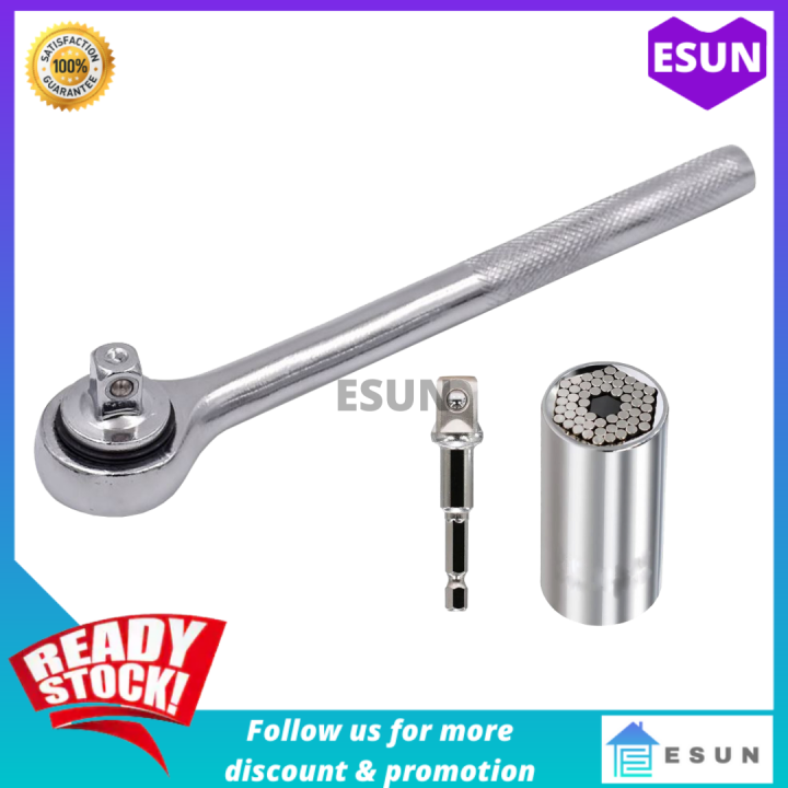 Gator Grip SelfAdjusting Ratchet Universal Socket Wrench Set Lazada