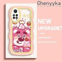 เคส Chenyyka สำหรับ Xiaomi Redmi Note 11 Pro Note 5G Note 11e Pro เคสโทรศัพท์ลายหมีสตอเบอร์รี่ลายคลื่นเคสโทรศัพท์เนื้อนิ่มสีสันสดใสปลอกซิลิโคนใสเลนส์กล้องถ่ายรูปป้องกันการกระแทกเคสใส