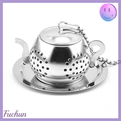 Fuchun ที่กรองชาสแตนเลส,ที่กรองชารูปทรงกาน้ำใบเครื่องชงชาแบบหลวมถ้วยชงชาที่กรองอุปกรณ์เสริมตัวกรองเครื่องเทศถาดจุ่ม1ชิ้น