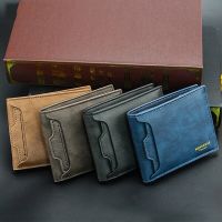 Classic Mens Wallets Vintage Genuine PU Leather Wallet RFID Anti Theft Short Fold Business Card Holder Purse Wallet Man