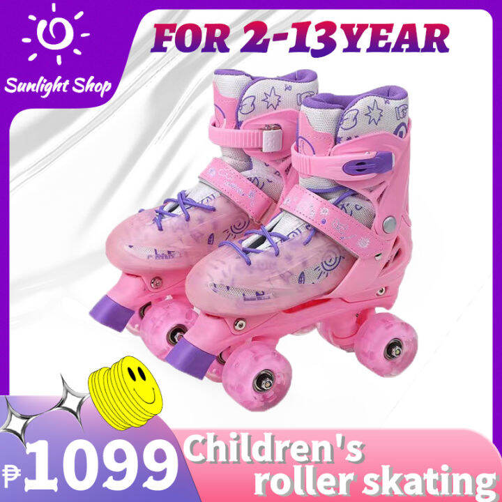 Roller Skates 4 Wheels For Kids Gril For 3 4 9 10 Years Old Boys Pink