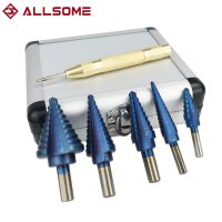 HH-DDPJAllsome 6pcs Hss Nano Blue Coated Step Drill Bit With Center Punch Set Hole Cutter Drilling Tool Ht2887