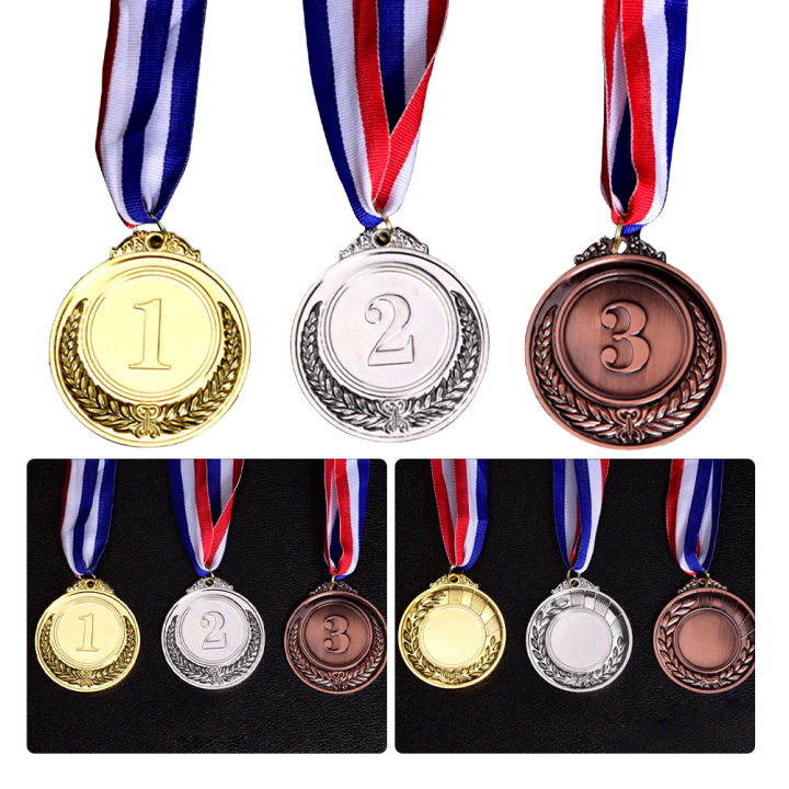 12pcs-game-gifts-with-neck-ribbon-sports-day-photo-props-gold-silver-bronze-party-for-competitions-spelling-bees-zinc-alloy-medal