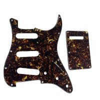 KAISH for Strat ST Pickguard and Back Plate,Screws SSS Dark Brown Tortoise