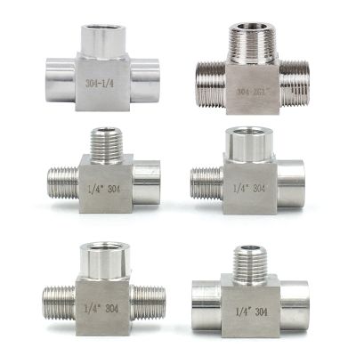 M14 M16 M20 1/8 quot; 1/4 quot; 3/8 quot; 1/2 quot; 3/4 quot; BSP Female Thread 304 Stainless Steel Tee Type 3 Way High Pressure Pipe Fitting Connector