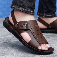 Lightweight Flat Bottom Mens Leather Sandals Casual Slippers Mens Formal Slippers