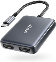 Anker USB C to Dual HDMI Adapter, Compact and Portable USB C Adapter, Supports 4K 60Hz and Dual 4K 30Hz, for MacBook Pro, MacBook Air, iPad Pro, XPS, and More [Compatible with Thunderbolt 3 Ports]