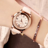 LuckyWd นาฬิกาข้อมือ (สีขาว) สายหนัง นาฬิกาควอตซ์ นาฬิกา ข้อมือ นาฬิกาควอทซ์ นาฬิกาแฟชั่น สไตล์ เกาหลี นาฬิกา ผู้หญิง