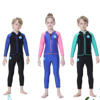 Two-Piece Suit 2.5MM Neoprene Wetsuits Kids Swimwears Diving Suits Long Sleeves Surfing Children Rash Guards Front Zipper Suit