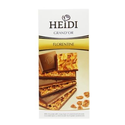 Premium import🔸( x 1) Heidi Chocolate Grandor Florentine 100 g. ช็อคโกแลตที่ผสมถั่วอัลมอลพร้อมคาราเมลราดอยูด้านบนช็อคโกแลตบาร์