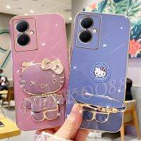 เคสนิ่มสำหรับ VIVOY78 VIVOY27 VIVOY02T VIVO Y78 Y02T 5G 4G 2023เคสสมาร์ทโฟนใหม่พร้อมด้วยกระจกเคทีน่ารักที่วางโทรศัพท์เคส OPPOA78ฝาหลัง