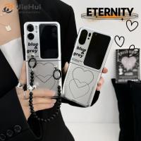 JieHui สำหรับ OPPO Find N2 flip UP and Down Silver Paint Letter Love Fashion Phone Case